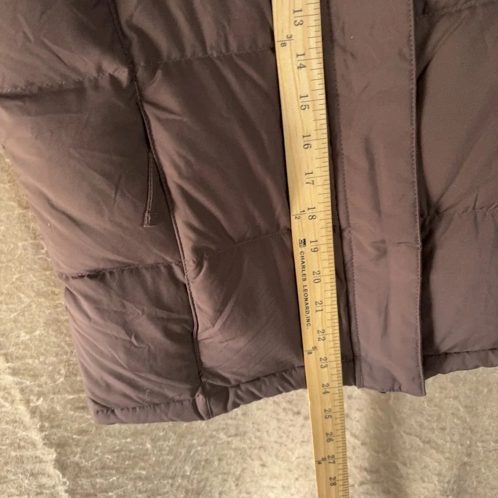 LL Bean Goose Down Puffer Vest Womens‎ Sz XS Brown Faux Fur Removable Collar